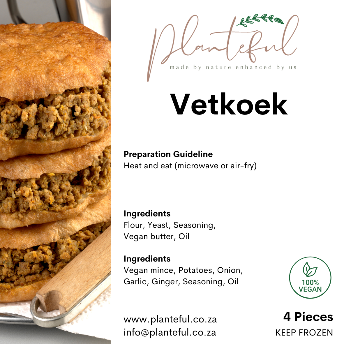 Vet koek with vegan mince and potato