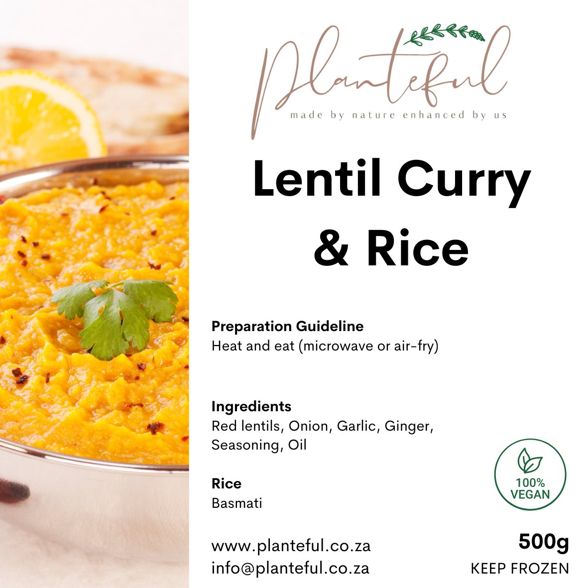 Lentil curry and rice