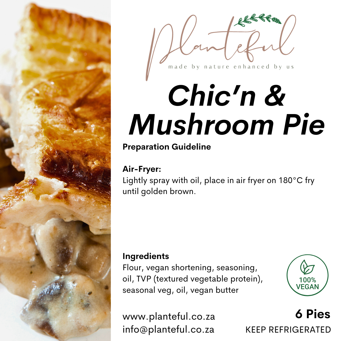 Chic’n & mushroom pie