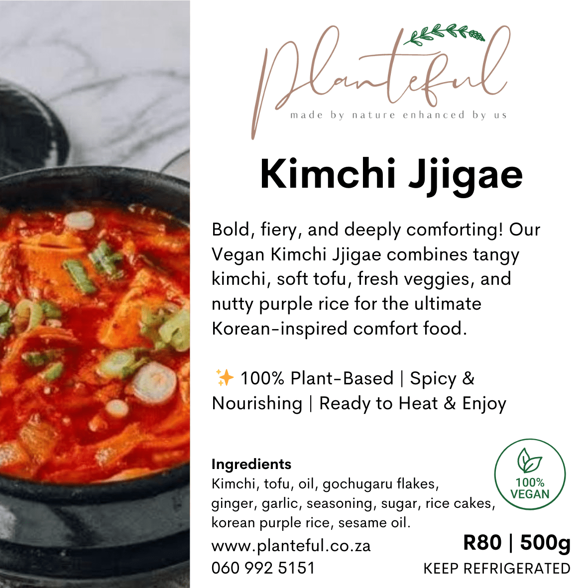 Kimchi Jjigae with Soft Puffy Tofu & Purple Rice